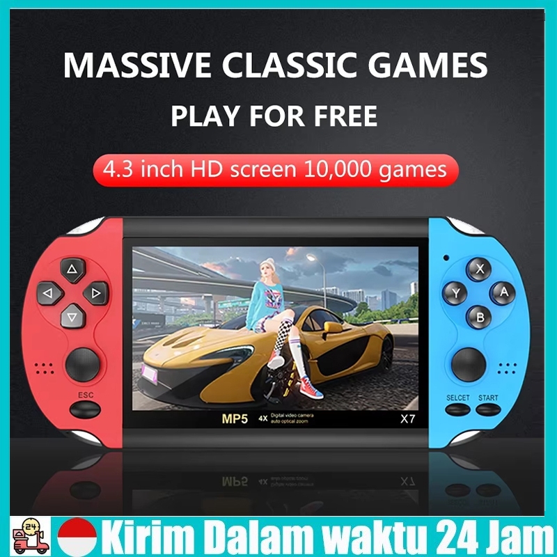 (Stok Tersedia)Psp X7 Handheld Game Screen Besar 4.3 Inch Hd 8G Mp5 Musik Video Player X7 Handheld