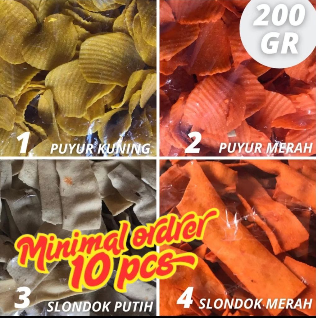

KERUPUK SEBLAK MENTAH / KRUPUK KERING / KERIPIK KERUPUK SLONDOK PUYUR POCO-POCO 200GR (minimal 10 pcs)