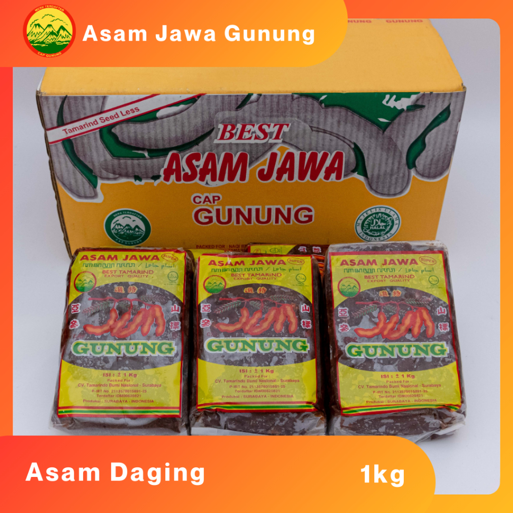 

ASAM JAWA ASAM TANPA BIJI ASAM DAGING CAP GUNUNG KEMASAN 1KG / ASEM JAWA TANPA BJI 1KG