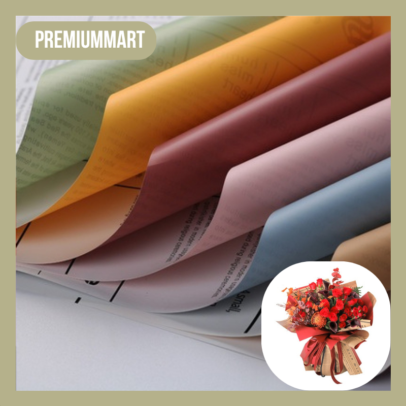 

20 LEMBAR Kertas Buket Bunga Cellophane Bicolor Buff Newspaper Koran TWO COLOR Florist KB028
