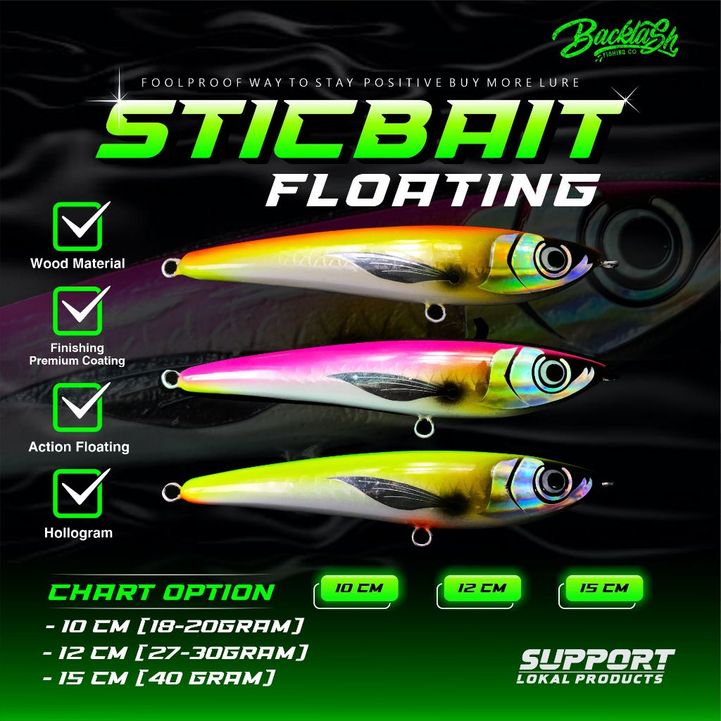 Floating Lure Stickbait/ Swimbait Umpan Mancing Popping Casting