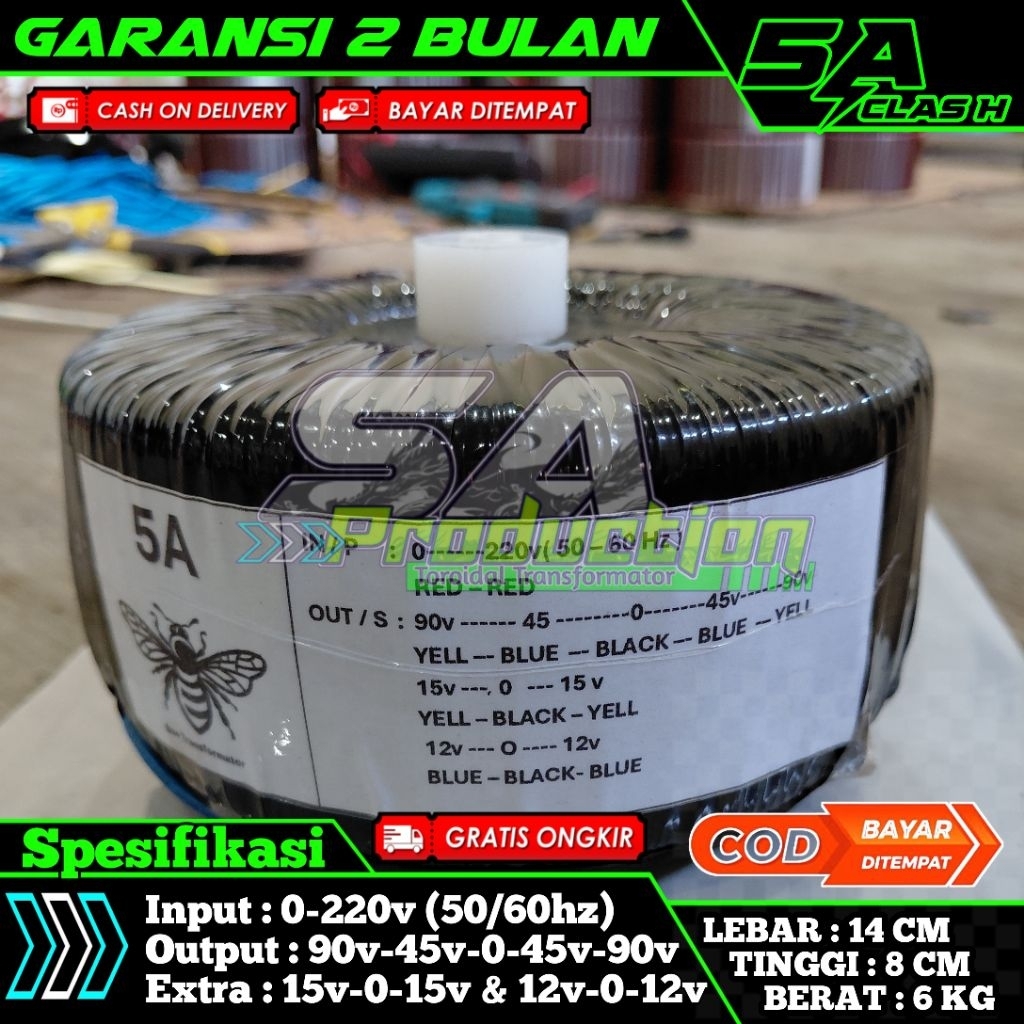Trafo donat teroid Murni 5A clas H Ct 45v-90v