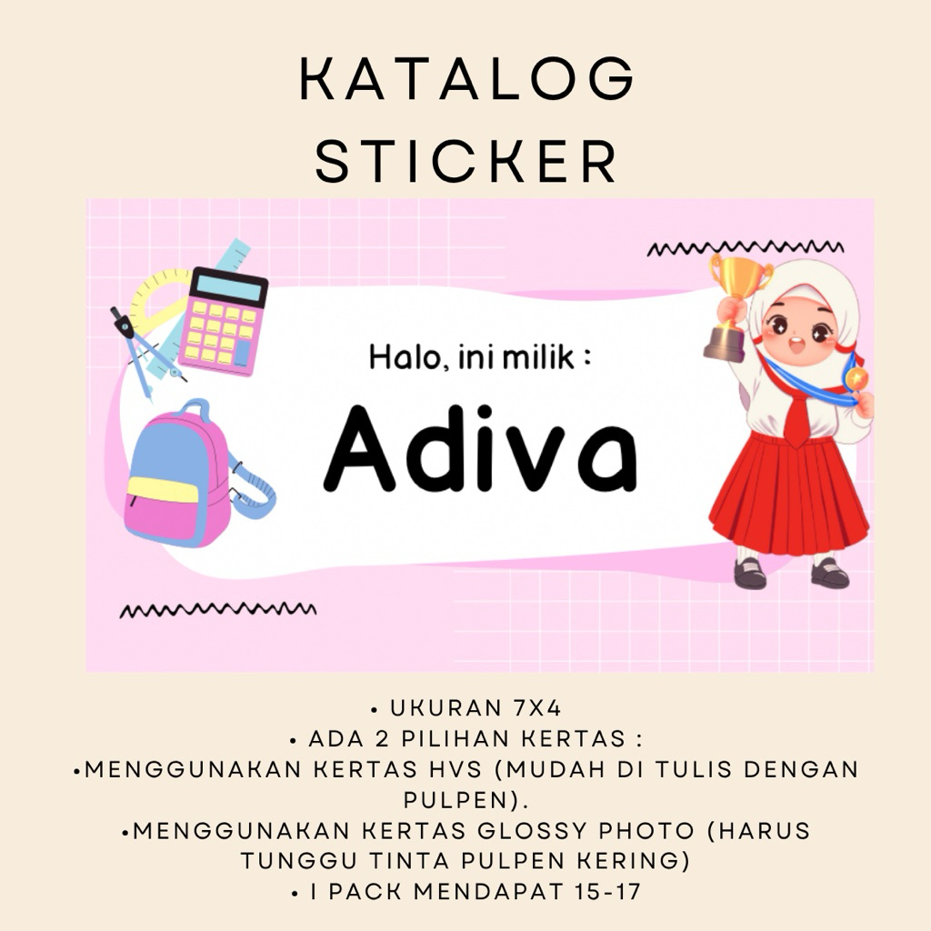 

(Isi 15-17) Sticker Buku Costume Nama Anak Perempuan