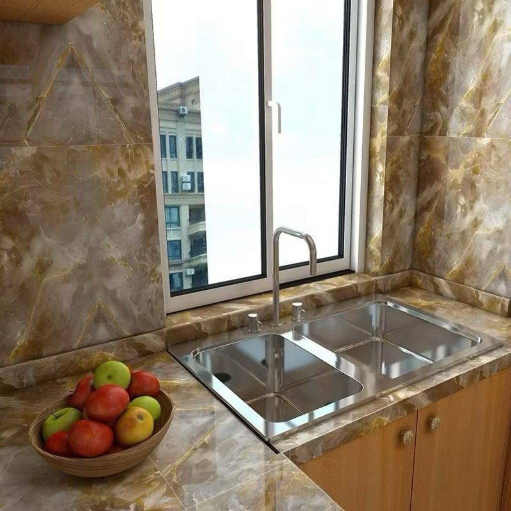 Wallpaper stiker dinding dapur anti minyak dan panas 1 m x 60 cm