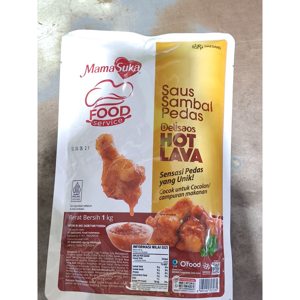 

MamaSuka Food Service – Saus Sambal Pedas Delisaos HOT LAVA 1kg