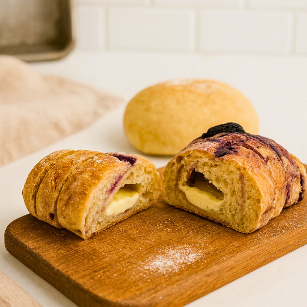 

Blueberry Cheese Sourdough, Roti Sourdough dengan Isian Blueberry Jam dan Cream Cheese