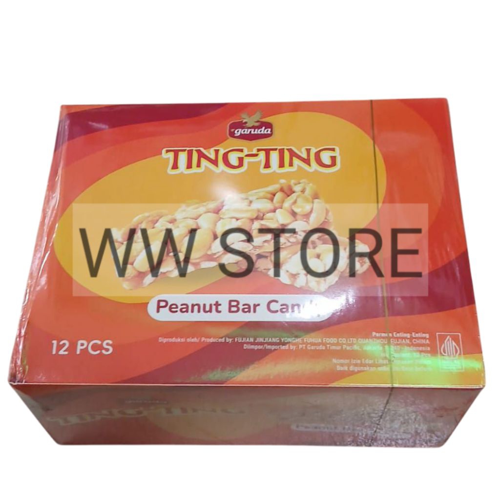 

Cemilan snek makanan ringan permen enting - enting halal MUI garuda TING - TING Peanut Bar Candy isi 12x16g