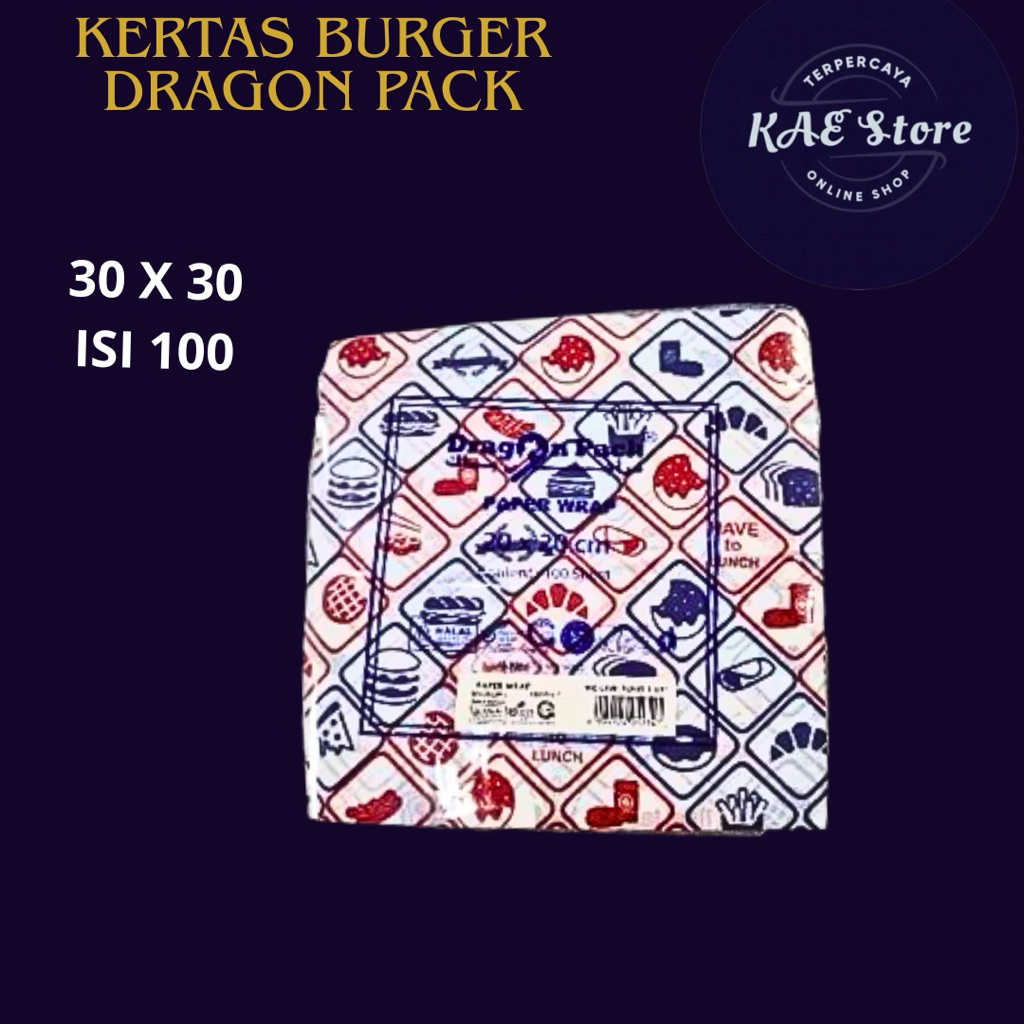 Kertas Bungkus Burger 30 x 30/Kebab/KFC