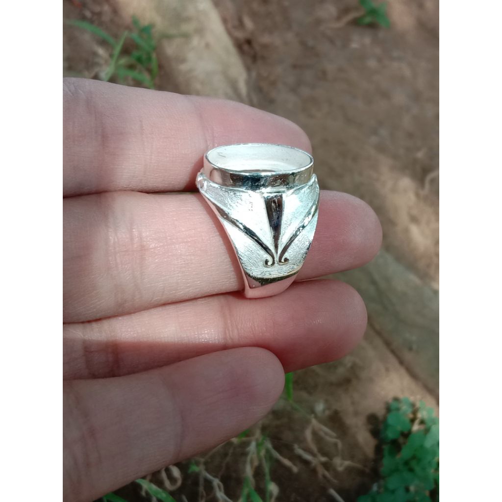 Ring perak asli untuk batu akik 17 x 12 mm