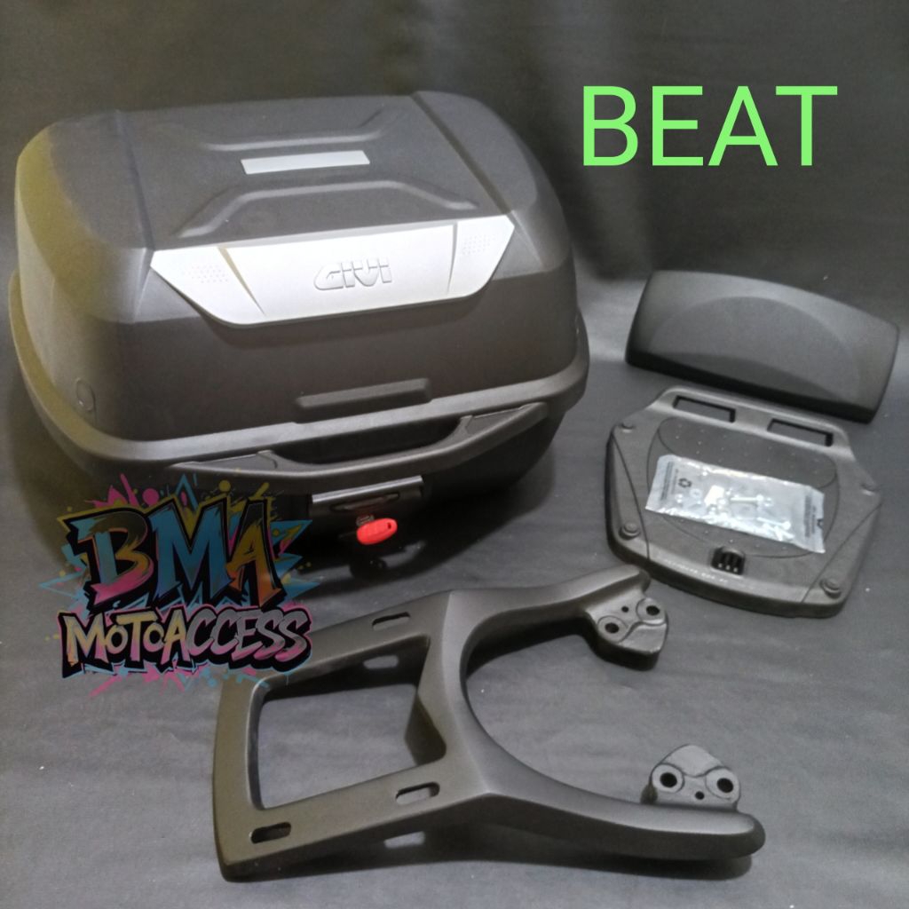 BOX GIVI E43NTL & BREKET BOX+BACKREST - BEAT OLD / BEAT FI/NEW / PAKETAN BOX GIVI E43 NTL - BEAT