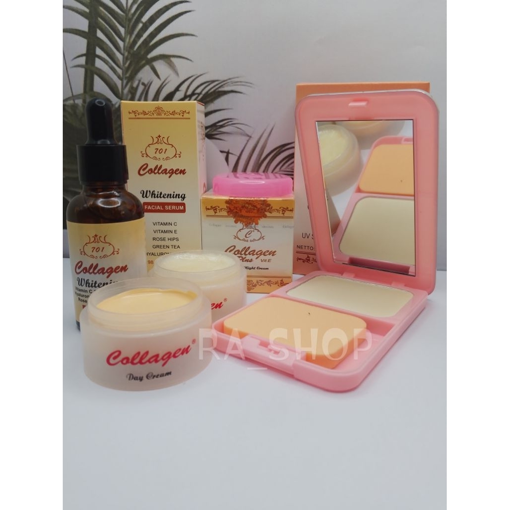 PAKET COLLAGEN " 4in1 " ( KRIM SIANG _ KRIM MALAM _ SERUM _ BEDAK )