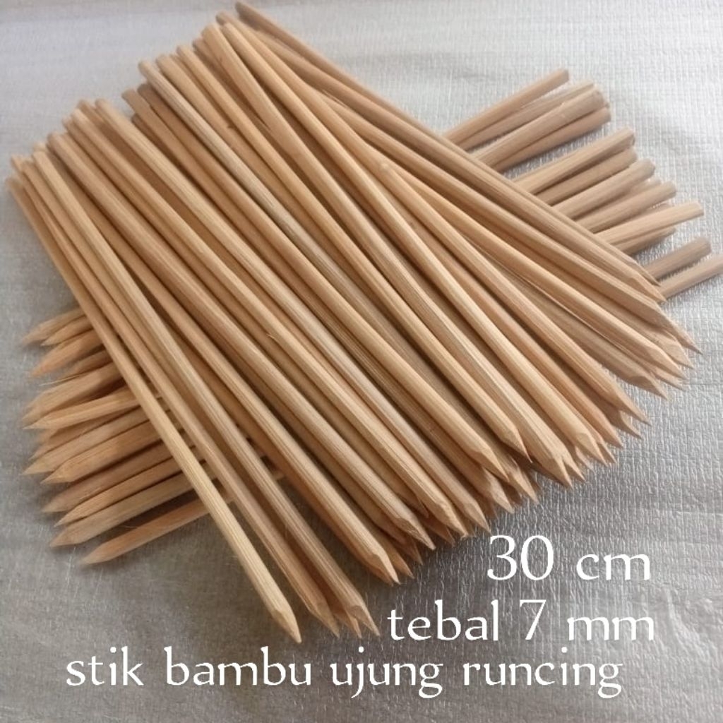 tusuk sate 30 cm tusukan stik bambu ukuran jumbo tebal 7 mm halus ujung tajam isi 50 pcs