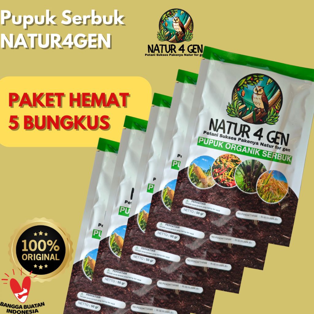 5 Pcs NATUR4GEN ORI paket Hemat Pupuk Natur4gen ori pupuk naturagen serbuk pupuk naturagen padi pupu