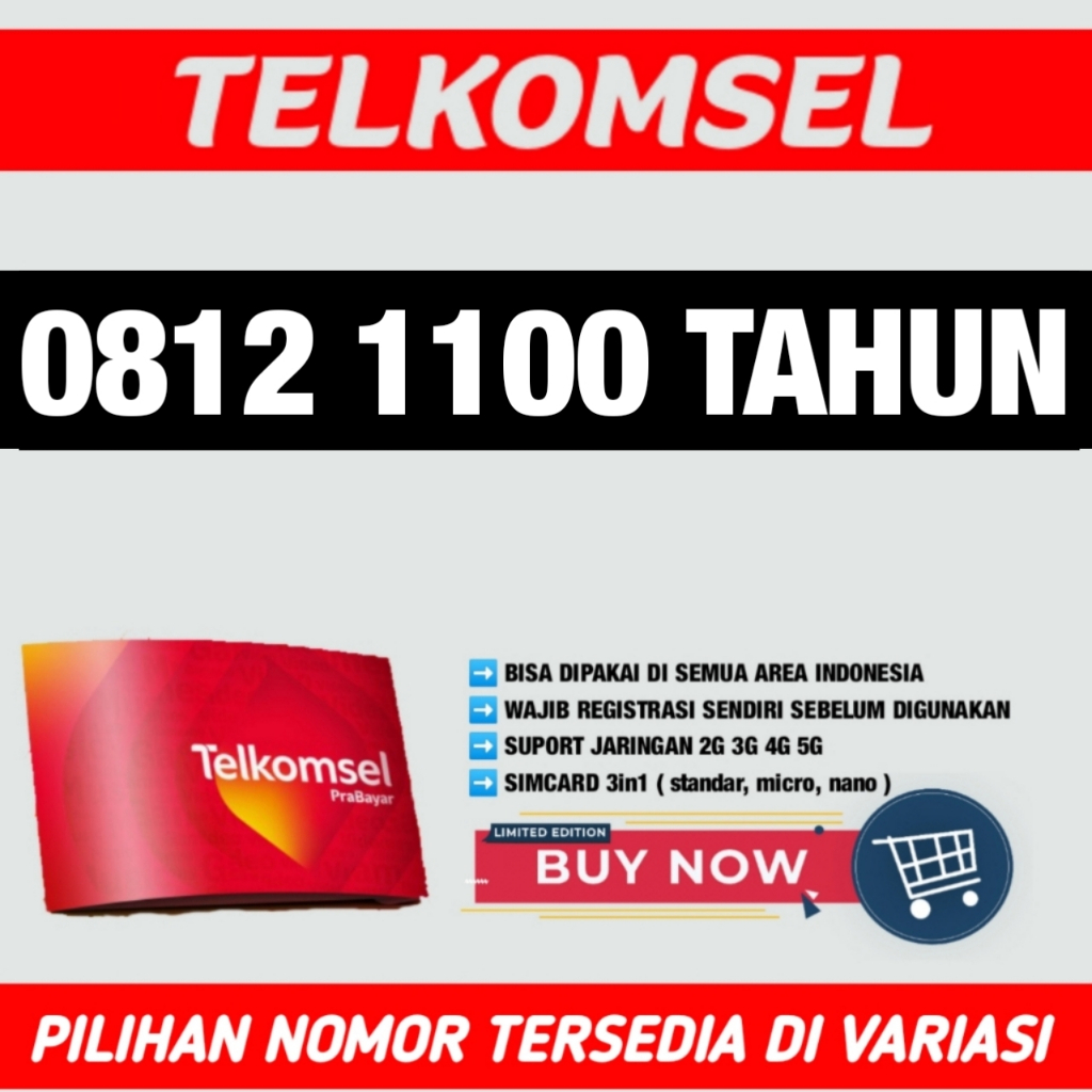Nomor Cantik Telkomsel TAHUN AA BB 11 00 - O812 1100 - 2024 2023 2022 2021 2020 2019 2018 2017 2016 