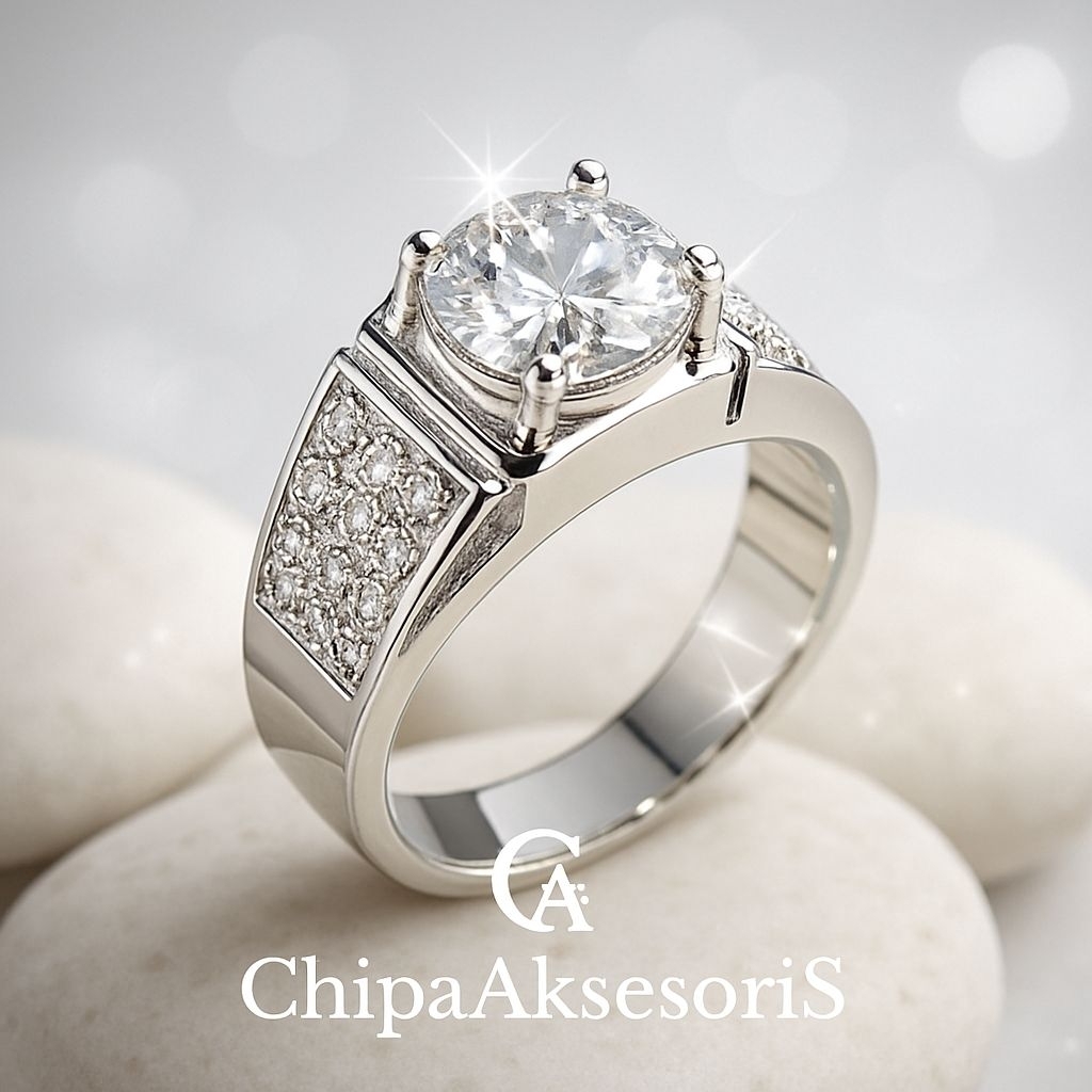 Cincin Batu Akik Pria Dewasa Titanium Permata– Model Terbaru Elegan Kekinian