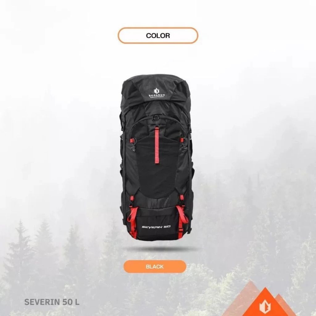 BOGABOO SEVERIN 50 Liter + TAS Daypack 15 L - Tas Gunung carrier Ultralight 50L - Tas Ransel Camping