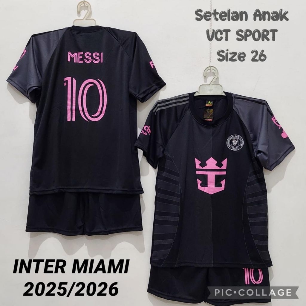 Setelan Jersey Sepak Bola Futsal Anak Warna Hitam Pink Usia 1-12 Tahun Kualitas Sablon