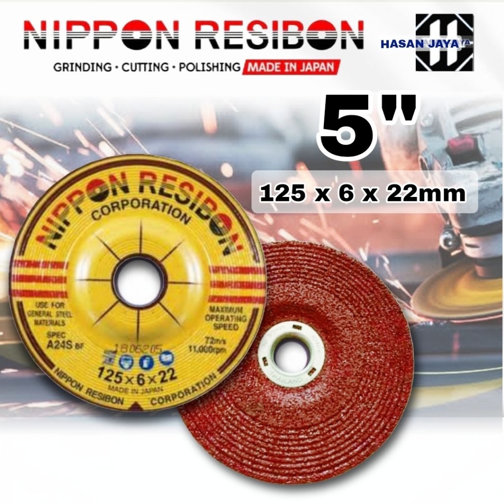 Batu Gerinda Poles Nippon Resibon 5" x 6mm (125X6X22mm)