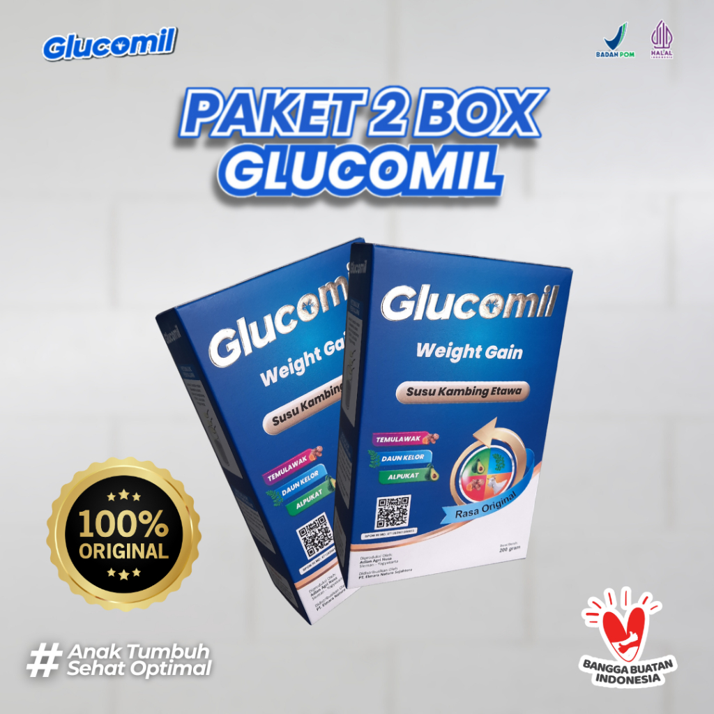 

Susu Pertumbuhan Anak - GLUCOMIL 2 Box Susu Bubuk Etawa Ekstrak Alpukat Daun Kelor Temulawak