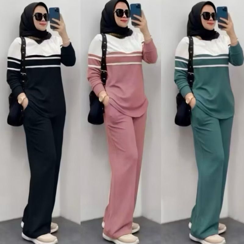 Crinkle Airflow Arsita Set Polos LD 110CM // Setelan wanita // set wanita // one set polos wanita ke