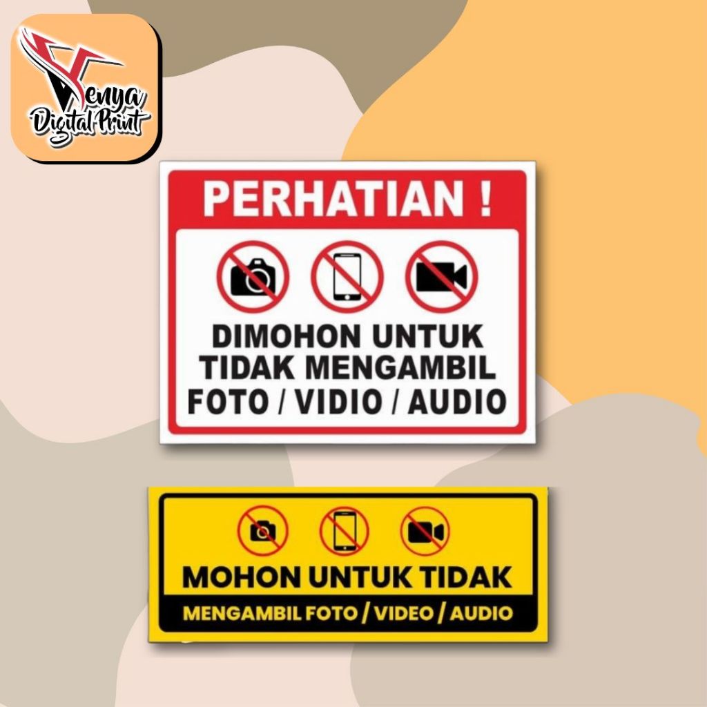 

stiker dilarang mengambil video atau foto. waterproof