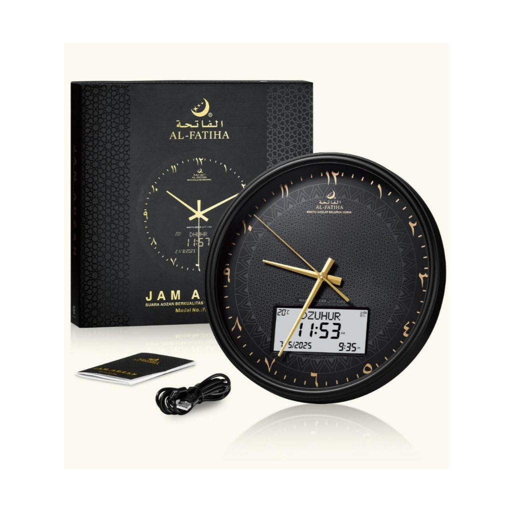 AL-FATIHA Jam Dinding Adzan Digital FAJ-360 YBW Jam Sholat Digital Suara Azan 5 Waktu Alarm Muslim M