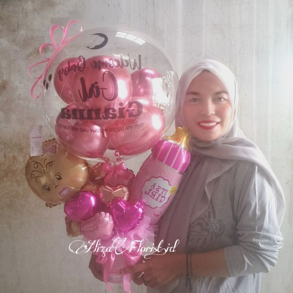 BUKET BALON FOIL TANPA BONEKA BABY NEW BORN BABY GIRL /BABY BOY/ULTAH/WISUDA