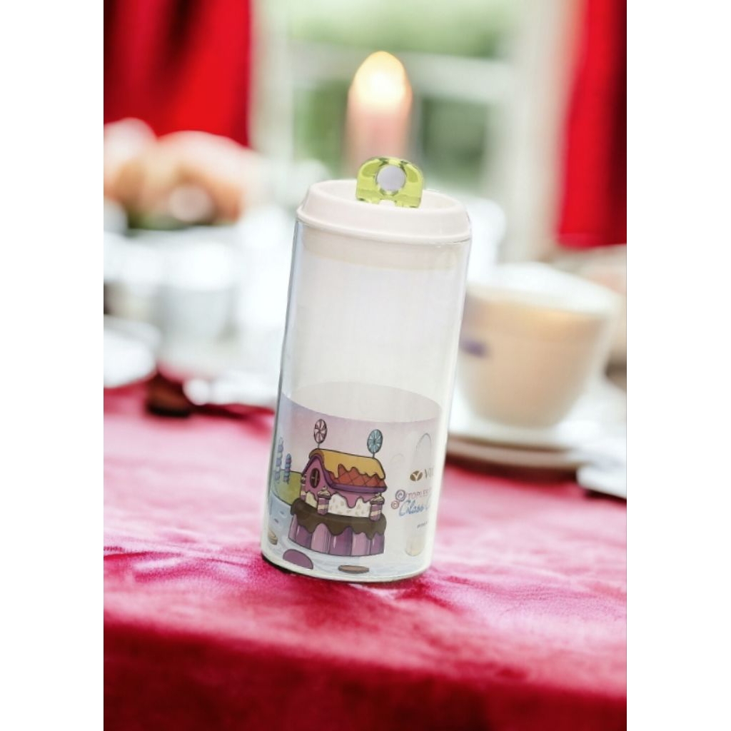 Toples Kaca VICENZA GB454 HIJAU, tinggi 23,5 cm, vol 1800 ml, bentuk candy jar Vicenza unik, kedap u