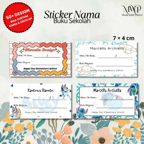 

(3) (COD) Ukuran 7x4 Custom Sticker Label Nama Anak untuk Buku Sekolah isi 44 pcs - Sticker Nama Anak - Label Nama Anak TK SD - Waterproof / Tahan Air Tidak Mudah Luntur - Desain Lucu, Unik Aesthetic