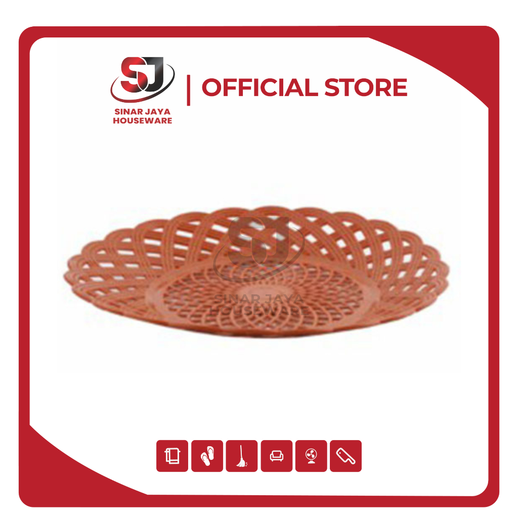 Piring 10" Rotan DS 1 LUSIN/Piring Bulat Plastik/Piring Rotan Prasmanan/Piring Makan Angkringan