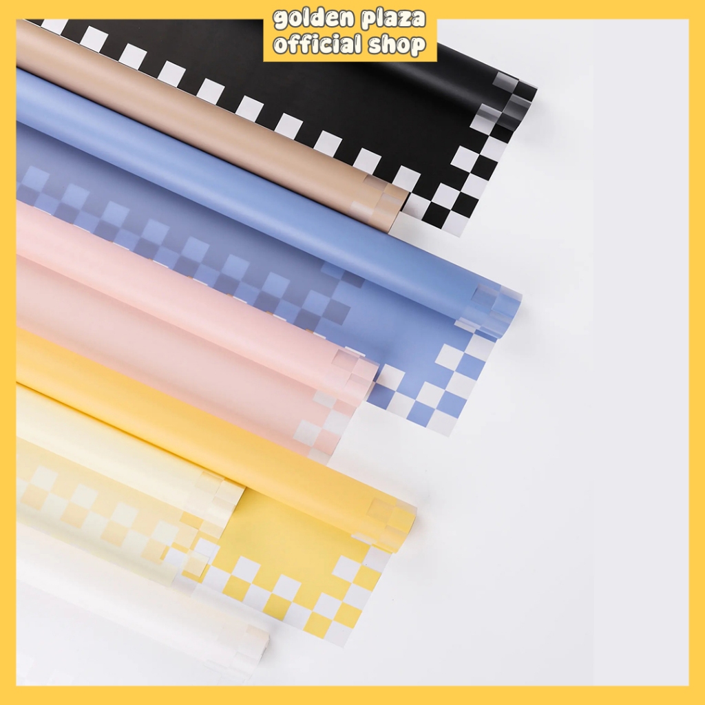 

(1 PACK ISI 20 LEMBAR) Flower Wrapping Motif Checkerboard Cellophane Kertas Florist Kertas Buket Bunga KB6293