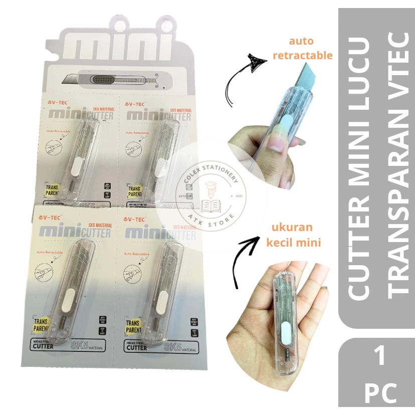 

[1 PC] Cutter Pemotong Mini Unboxing / Cutter Lucu Transparant Ukuran Mini Serbaguna Vtec