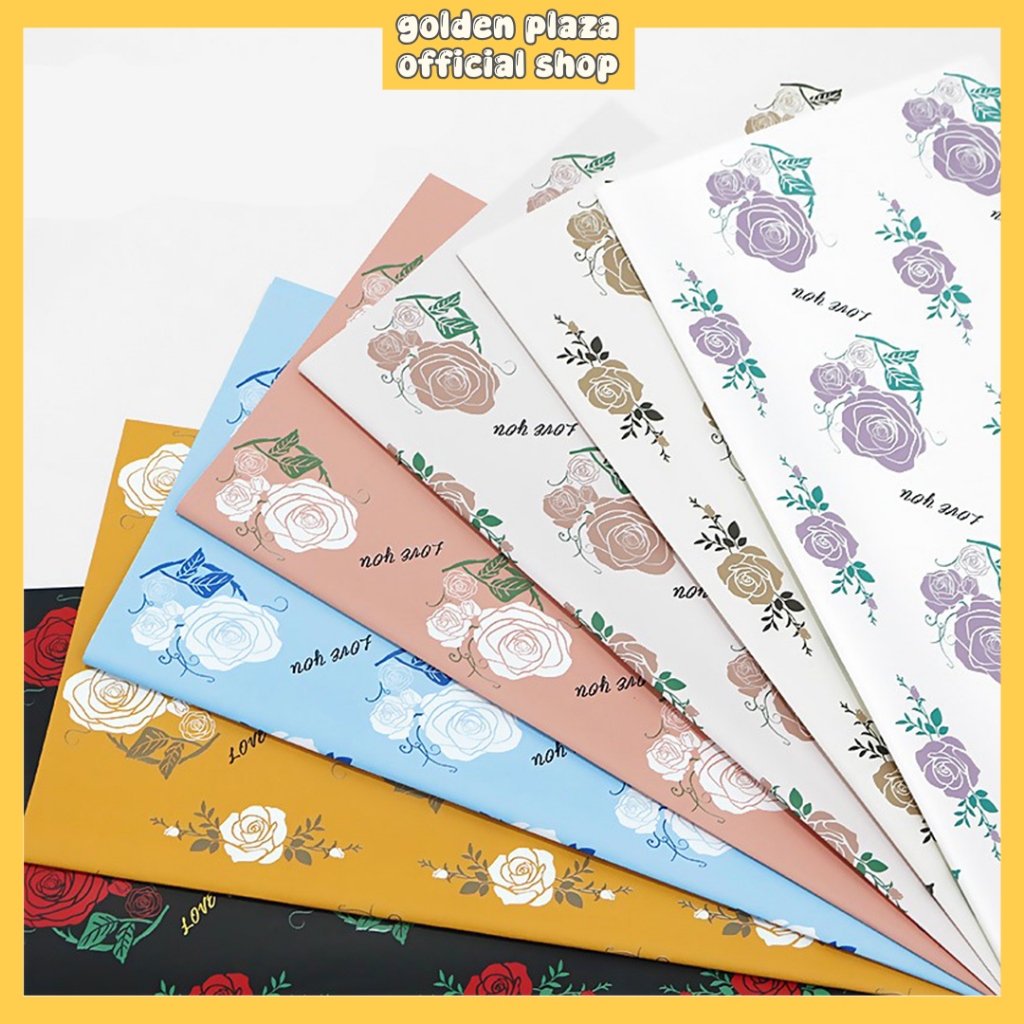 

20 LEMBAR Kertas Bunga Buket Rose Motif Rose Flower Wrapping Paper Cellophane Korean Florist Paper KB6177