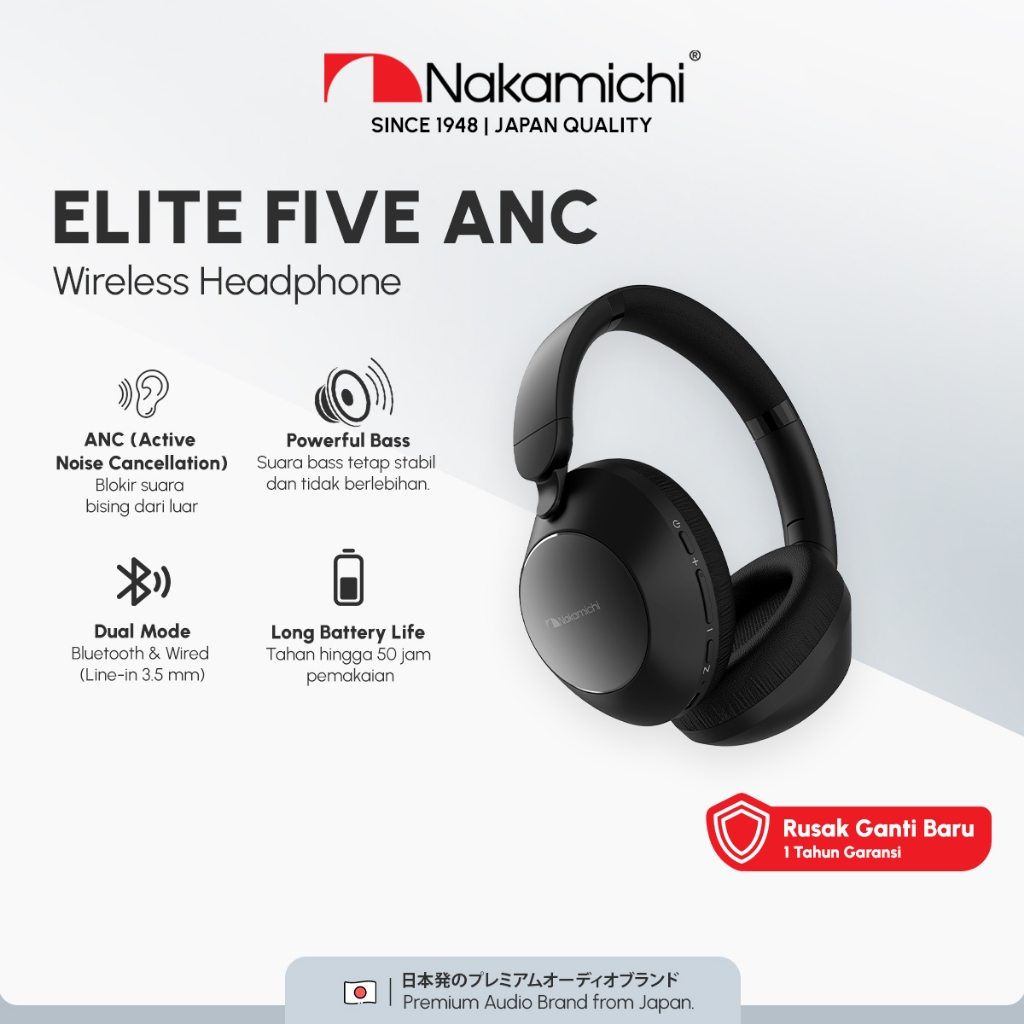 Nakamichi Elite Five Active Noise Cancelling Wireless Headphone ANC