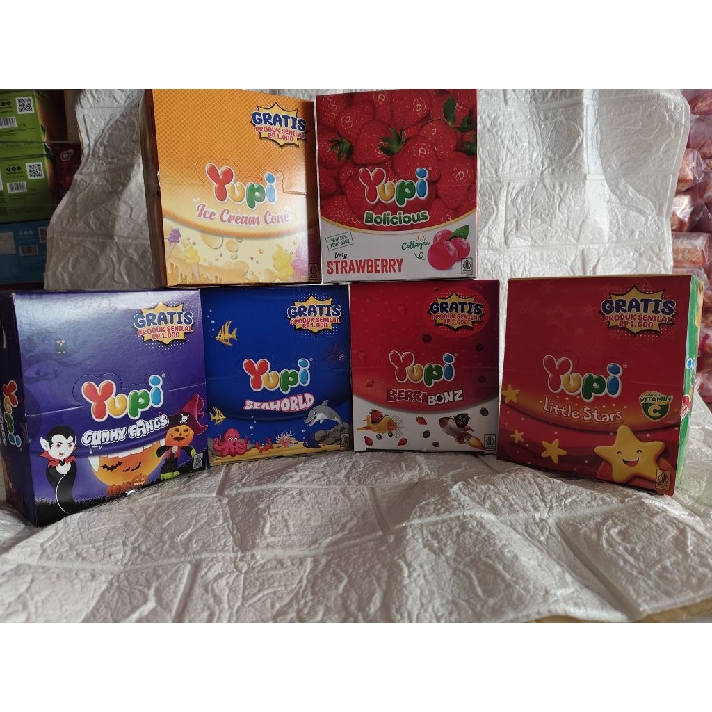 

Yupi box isi 24pcs. Rasa random bisa request