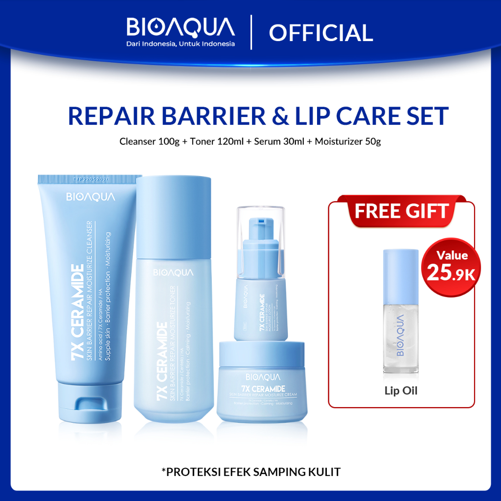 BIOAQUA 7X Ceramide Skincare Paket Repair Barrier Set With Moisturizer Cream/Hydrating Toner/Serum W