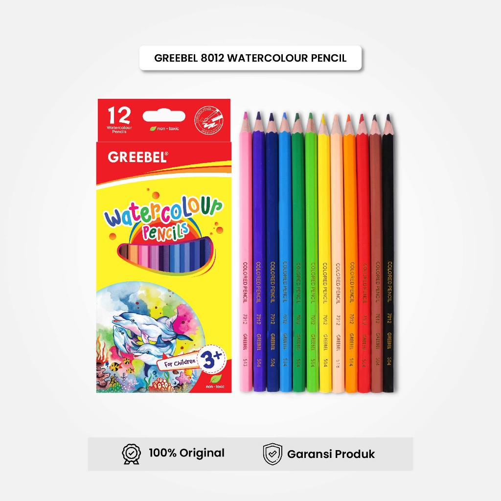 

GREEBEL Pensil Warna Cat Air 12 Warna 8012 Watercolor Pencil Timur Agung Grosir