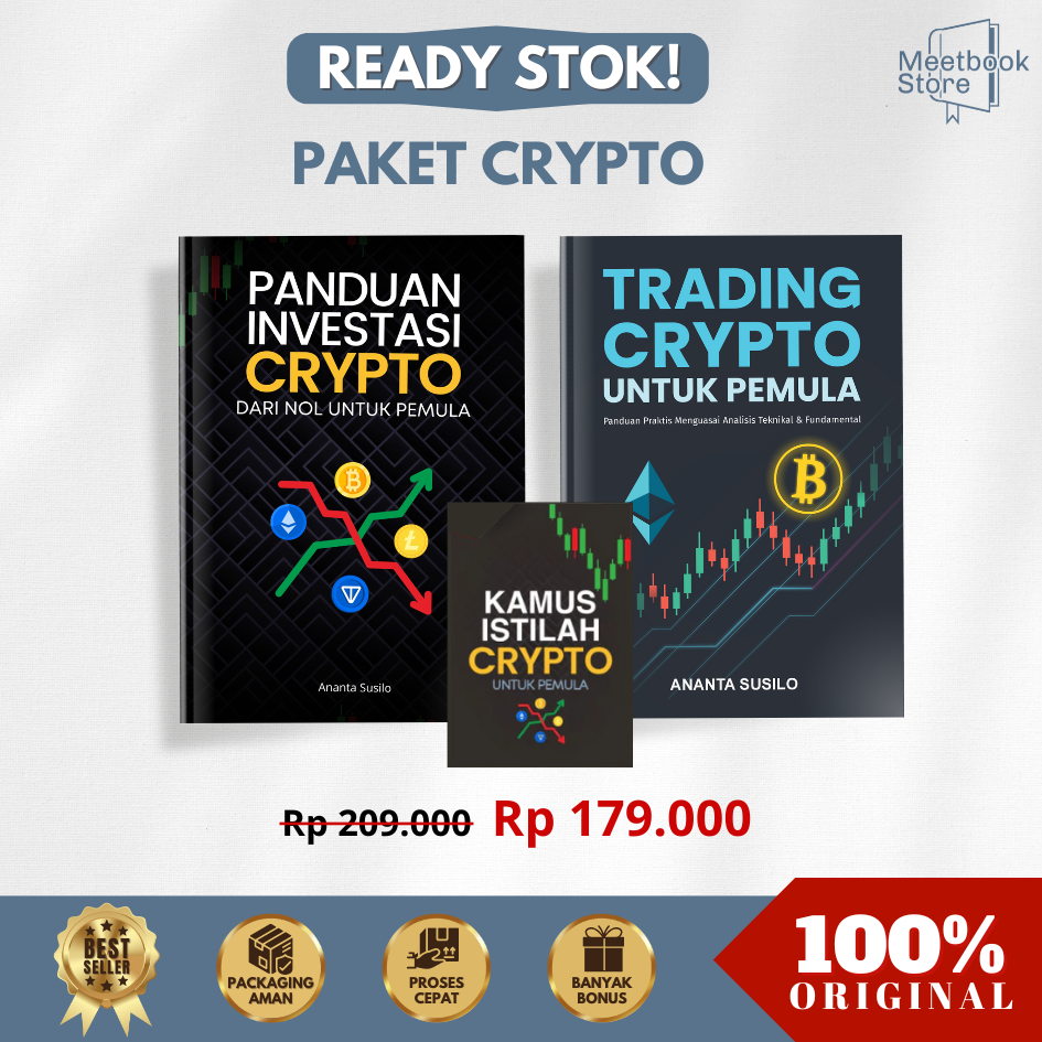 Paket Trading Crypto (Trading Crypto + Investasi Crypto) Hemat 2 Buku Bonus Kamus Crypto - Yash Medi