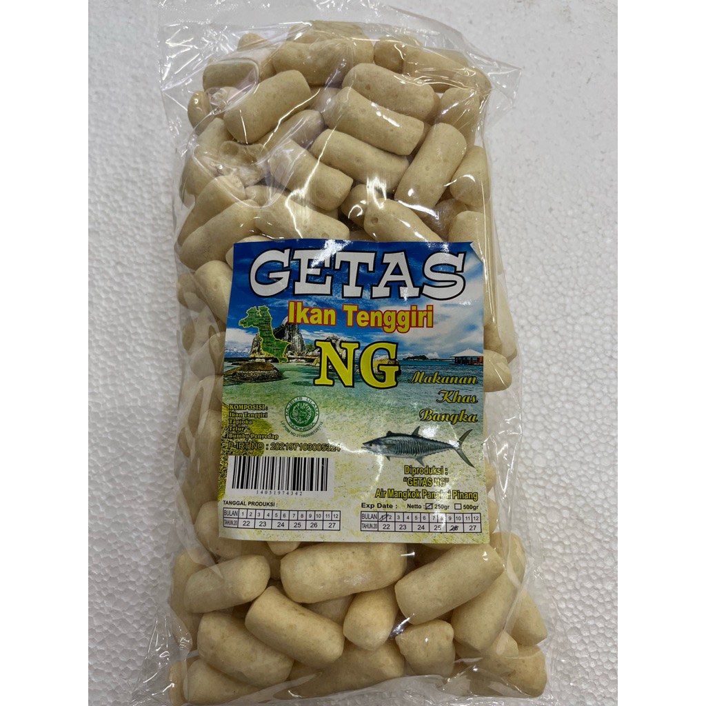 

Getas kerupuk cemilan khas Bangka rasa ikan bentuk panjang merk NG dari toko LCK