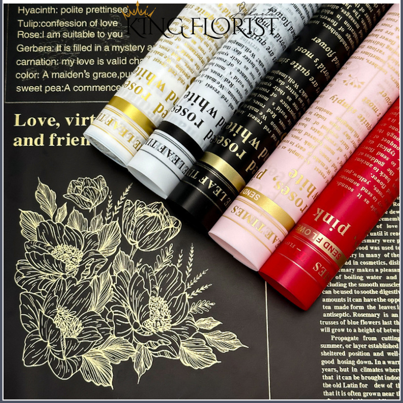 

20 LEMBAR Kertas Buket Bunga Cellophane Newspaper Flower Wrapping Paper Waterproof Motif Koran 6041