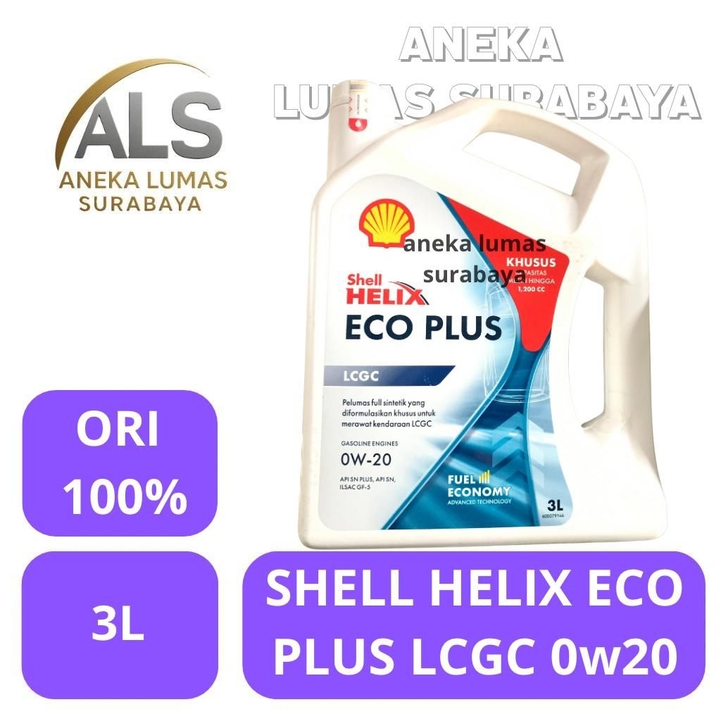Shell Eco Plus 0w20 / Oli Mesin Mobil LCGC Shell Eco Plus 0w-20 Original