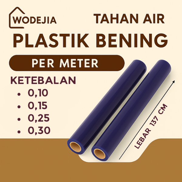 Taplak Meja Mika Polos [Wodejia] Plastik Transparan Anti Air, Meteran 100x137cm