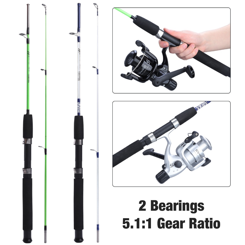 Sougayilang Spinning Joran Pancing Set 1.2/1.8M Joran Pancing 5.1:1 Reel Pancing Dengan Aksesoris