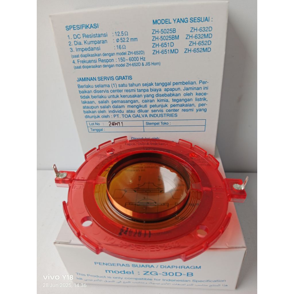 SEPUL CORONG TOA 50 WATT ZG-30D-B ORGINAL