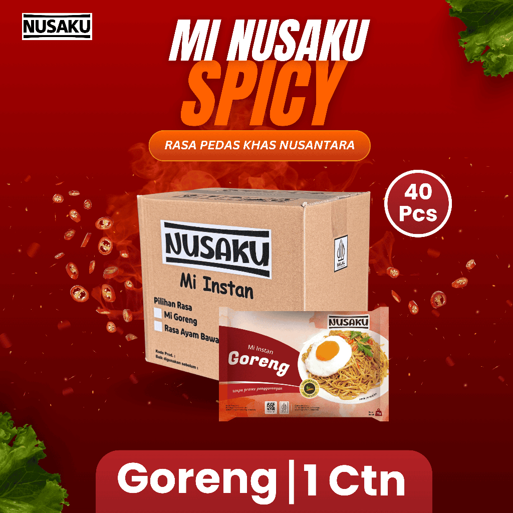 

Mie Instan Nusaku Goreng Pedas 1 Karton | Mie Baked Kunyit Premium | Lebih Hemat