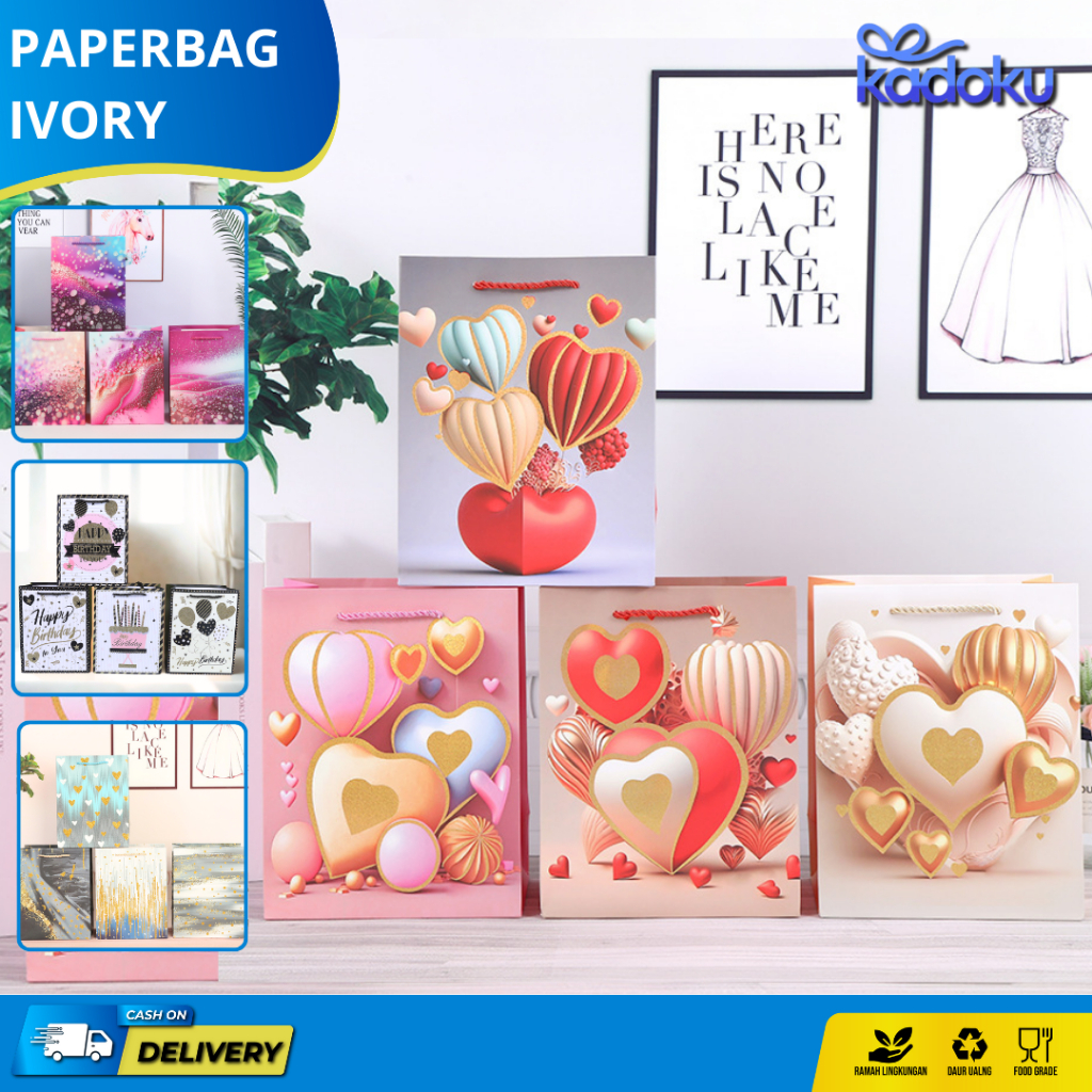

Paperbag Ivory I Paper Bag Gift Cute / Paperbag Hadiah / Paper Bag kado ulang tahun | Hampers Kado