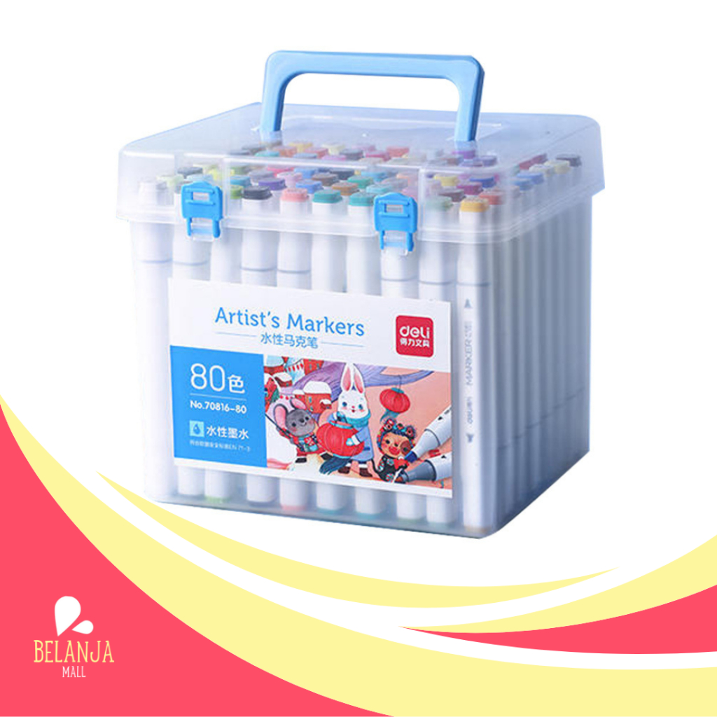

belanjamall DELI039 Deli Sketch Marker / Water-based Marker / Spidol Sketsa Double Tip 80 Warna 70816 Y1679