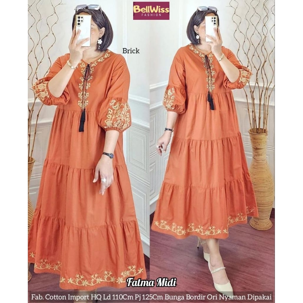 arofah gamis crinkle ori belwis midi dress putih bordir marsela dress simple elegant gamis polos bor