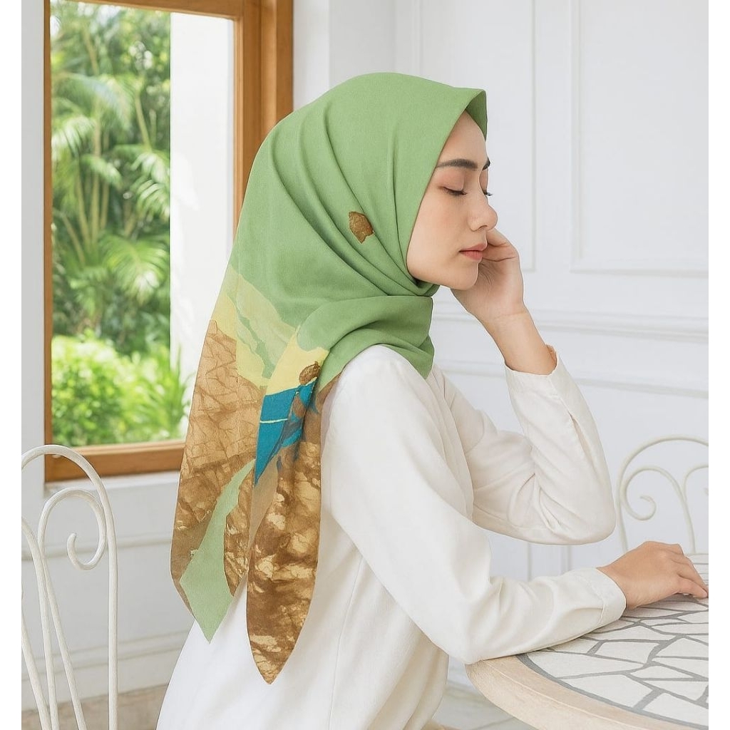 PROMO / TEAKA HIJAU / JILBAB VOAL PREMIUM / GROSIR HIJAB / HIJAB SEGI EMPAT / VOAL MOTIF PREMIUM / D