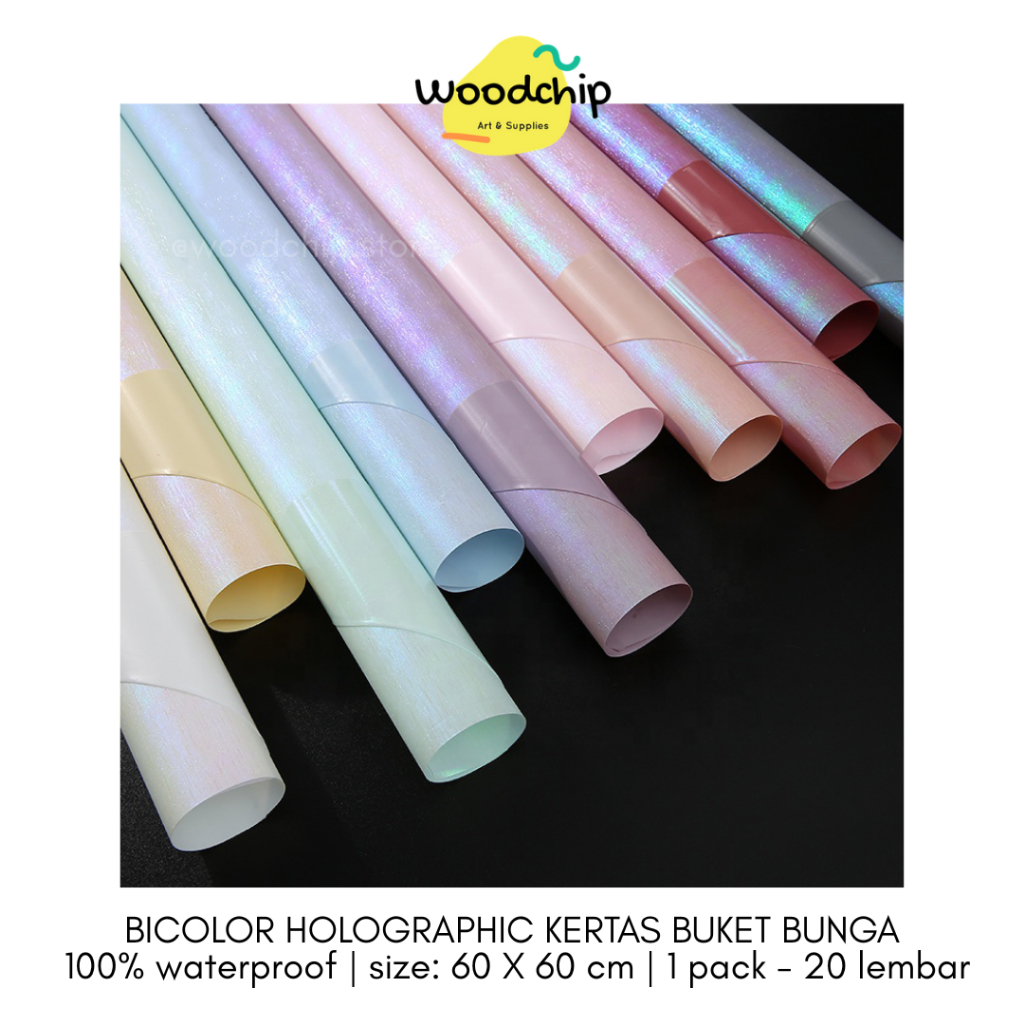 

[PACK] BICOLOR HOLOGRAPHIC CELLOPHANE KERTAS BUKET BUNGA KERTAS KADO - WRAPPING PAPER - SAMPUL BUKU